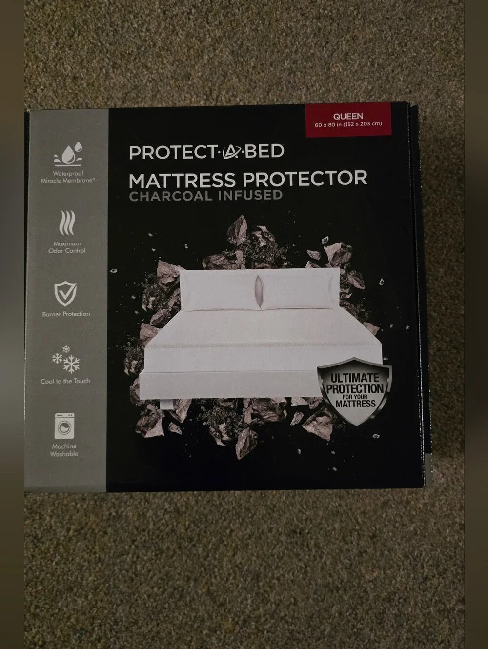 Mattress protector charcoal infused Queen new